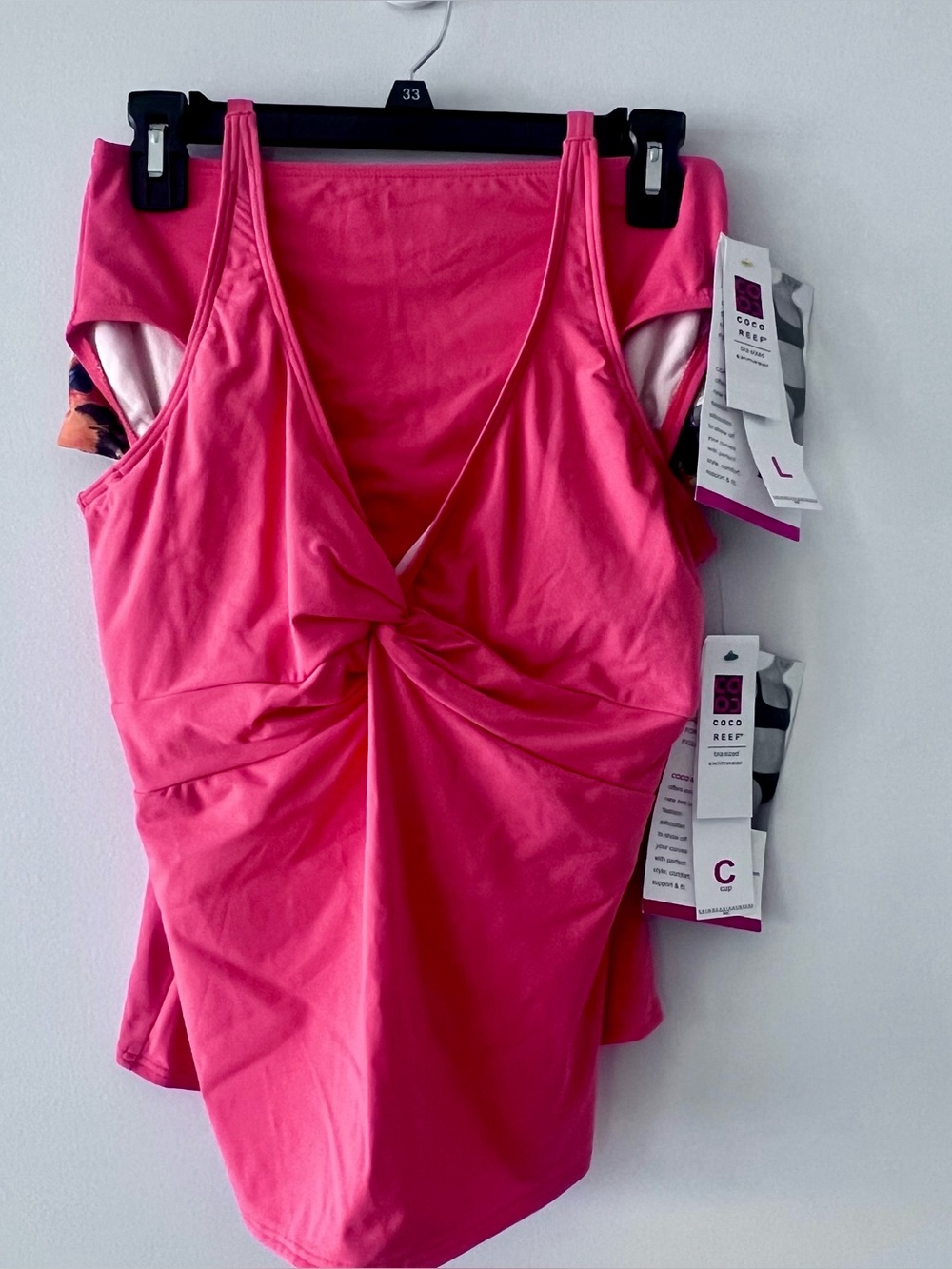 Coco Reef Cayenne Pink Twist Tankini Top and 2 bottoms.  NWT!!